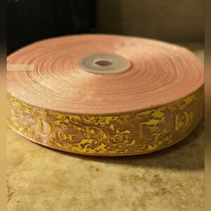 Pink & Gold Ribbon DIOR Ribbon Pink w/ Gold Lettering; ONE SPOOL